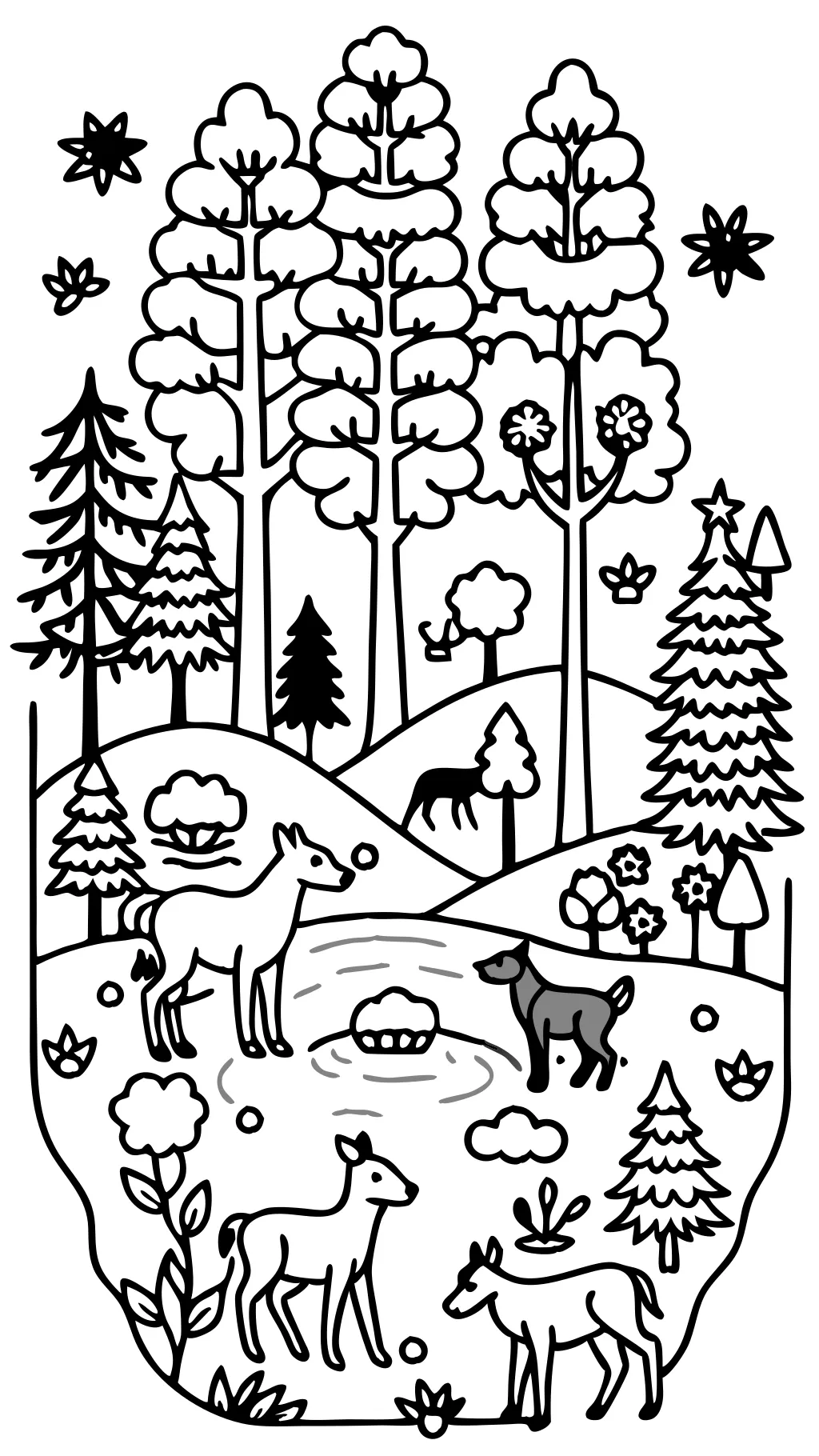 forest coloring pages with animals